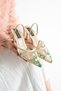 Daisy Floral Embroidered Tulle Textured 7cm Band Beige Heeled Shoes