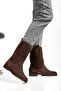 Genuine Suede Leather Women's Pull-On Long Boots, Sizes 36 to 41 - 5