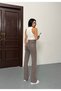 Women's Brown High-Waisted Stretch Fabric Wide Leg Palazzo Jeans - 4