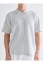 Vizyon New Season Polo Neck Striped Combed Cotton Men's T-Shirt - 3