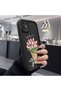 Samsung Galaxy S22 Ultra Compatible Black Silicone Tulip Pattern Lens Protection Shock Absorbing Flexible Case - 5