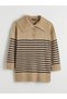 Lcw Modest Beige Polo Collar Striped Women's Knitwear Sweater - 5