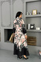 Women Black Floral Print Imported Fabric Full Button Belt Design Dress Nbms25115 - 5