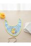 Set of 3 Duck Figured Baby Bibs - Cotton Liquid Absorbent Teething Bib - Unisex Blue Yellow Striped - 2