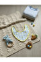 3-Piece Rabbit Figured Baby Feeding Bib - Cotton Teething Bib Set - Blue Striped - 2