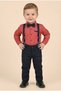 Baby Boy Suspender Bow Tie Shirt Pants Set M00785 Bordo - 3