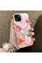 iPhone 13/14 Compatible Floral Pattern Matte Glossy Surface Impact Protection Colorful Silver Case - 4