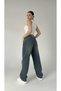 Light Blue Tint Wash Buckle Detail Loose Fit Wide Leg Comfortable Baggy Jean Denim Casual Women's Trousers - 5