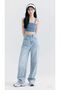 Snow Washing Casual Basic New Generation Wide Leg High Waist Women's Trousers