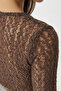 Lace Transparent Stretchy Knitted Blouse Lmc0083 Brown - 5