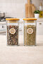 Set of 2 Square Glass Jars with Bamboo Lids 400ml Food Storage Jar Kw-1162