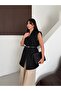 85 CM LONG Elegant Oversized Vest with Gold Buckle Belt and Padded Shoulders - 4