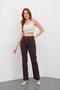 Bitter Brown Stone Denim Trousers Stretch Fabric Palazzo - 3