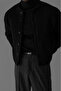 Black Men's Slim Fit Cotton Round Neck Buttoned Cardigan - 3