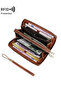 Leather-Look Women's Handheld Portfolio Bag with Wrist Strap, Bohemian Style Embroidered - 5
