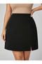 Women's Plus Size Black Slit Mini Skirt - 7
