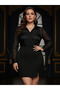 Women's Plus Size Black Slit Mini Skirt - 8