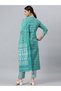 Premium cotton 3pc kurti set - Turquoise women's kurta / salwar set, floral design, pants & dupatta - 4