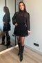 Patterned Mini Dress with Transparent Top Detail Skirt - 3
