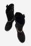 Black Suede Women's Boots with Gold Buckle Detail - 4