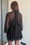 Patterned Mini Dress with Transparent Top Detail Skirt - 5
