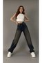 Dark Brown Tint Wash Buckle Detail Loose Fit Wide Leg Comfortable Baggy Jean Denim Casual Women's Pants - 3
