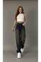 Dark Brown Tint Wash Buckle Detail Loose Fit Wide Leg Comfortable Baggy Jean Denim Casual Women's Pants
