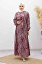 Shawl Pattern Belted Dress Tsd260107 Burgundy
