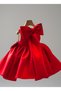 Girl's Satin Dress with Bow – Stylish Princess Model Special Occasion Evening Dress - 2