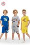 3-Piece Crew Neck Print Detailed Colorful Capri Pants Boys' 6-Piece Top and Bottom Set