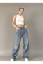 Light Tint Baggy Buckle Detail Loose Fit Wide Leg Comfortable Baggy Jean Denim Baggy Women's Pants - 6