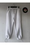 Unisex Light Gray Sweatpants with Thick Legs, Adjustable Elastic Waist, and Lace-Up - 5