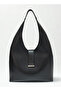 Women's Large Size 3-Compartment Snap Closure Black Shopper Tote Handbag and Shoulder Bag
