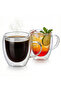 Borosilicate Glass Double Wall Glass with Handle 250ml Set of 2 | Transparent - 2