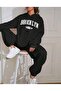 Brooklyn Blue Jogger White Sweatshirt Bottom Top Tracksuit Set Oversize Crew Neck - 5