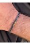 Men's Steel Bracelet with Cylinder Brown Color Stone - 6