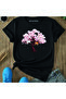 Carlota Women's Oversized T-Shirt with Cat and Sakura Tree Design