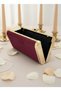 Burgundy Gold Luxury Suede Crystal Stone Metal Case Stone Handle Evening Dress Bag Wedding Engagement Graduation - 6