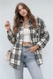 Women's Patterned Color-Block Flannel Oversized Loose and Wide-Fit Casual Pocketed Collared Shirt Jacket - 5