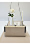 Beige Silver Luxury Suede Crystal Stone Metal Case Stone Handle Evening Dress Bag Wedding Engagement Graduation - 5