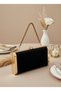 Black Gold Luxury Suede Crystal Stone Metal Case Stone Handle Evening Dress Bag Wedding Engagement Graduation - 2