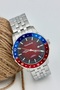 Stainless Steel, Waterproof, Silver Band, Blue Red Red Dial Sporty Wristwatch - 2
