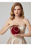 Burgundy Gold Round Luxury Suede Crystal Stone Women's Evening Dress Bag Wedding Engagement Graduation