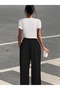 Women's  Printed Baby Tee Combed Cotton Crop and Sweatpants - Two Piece Tracksuit Set - 2