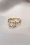Gold Baguette and Zircon Stone Square Ring - 3