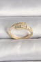 Brass Gold Color Zircon Stone Detailed Snake Model Adjustable Ring - 2