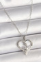 316L Steel Silver Color Chain Zircon Stone Detailed Heart Model Women's Necklace 5886