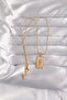 316L Steel Gold Color Pink Enameled Hand Figure Tarot Necklace - 4