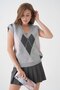 Women's V-Neck Patterned Soft Textured Knitwear Sweater // V8620 - 2
