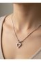 316L Steel Silver Color Snake Chain Charm Detailed Heart Gift Necklace - 2